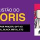 A imagem mostra uma thumbnail com um fundo roxo e um quadro rosa. O texto no canto superior esquerdo diz "LISTÃO DO NORIS" em letras grandes e amarelas. Abaixo, há uma lista de tópicos em letras brancas: "LER POR PRAZER, GPT NO BRASIL, BLACK METAL, ETC". No lado direito, há uma imagem pixelizada de um homem barbudo, careca, vestindo um robe branco e segurando uma caneca branca. No canto inferior direito, a hashtag "#003" indica o número da edição.