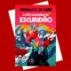 Capa do livro A Mão Esquerda da Escuridão, de Ursula K. Le Guin, sobre fundo vermelho. A ilustração mostra uma figura humana estilizada, de costas, caminhando em uma paisagem montanhosa e gelada, com cores vibrantes como rosa, azul, verde e amarelo. No topo, lê-se o nome da autora “Ursula K. Le Guin” e o título “A Mão Esquerda da Escuridão”. A imagem sugere um cenário alienígena, frio e simbólico, ligado à ficção científica.